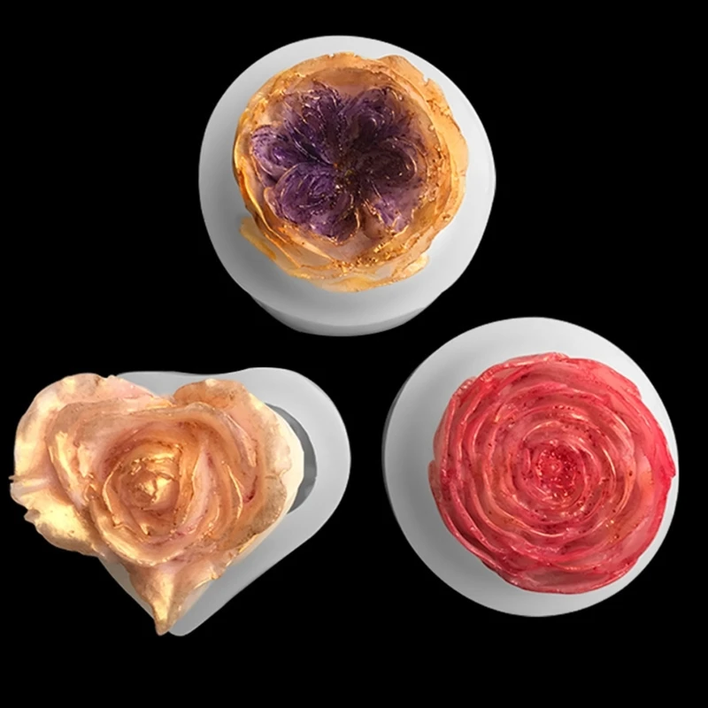 

Flower Silicone Mold for Resin Candle Mold,3D Candle Soap Mould Heart Rose Flower Epoxy Mold for Casting Home Decor