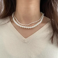 statement imitation pearl necklace on the neck layered necklaces for women bridesmaid gift boho jewelry trend 2022 bead choker