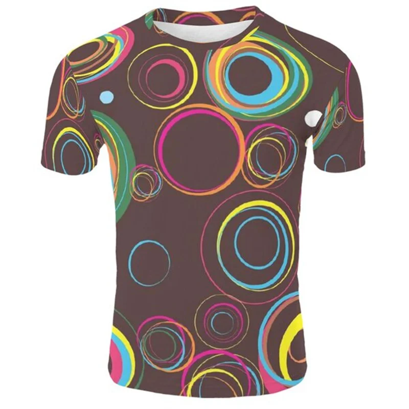 

2022 Summer New Loop Pattern 3D Print Men's Short Sleeve T-shirt Fashion Print T-shirt
