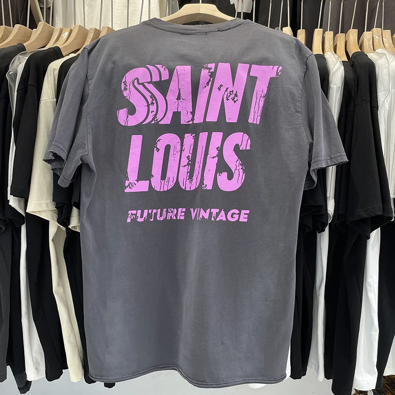 

Saint Michael Summer Casual Oversized Cotton T-shirts for Men Letter Printed Round Neck Vintage High Street T Shirt Men Clothing