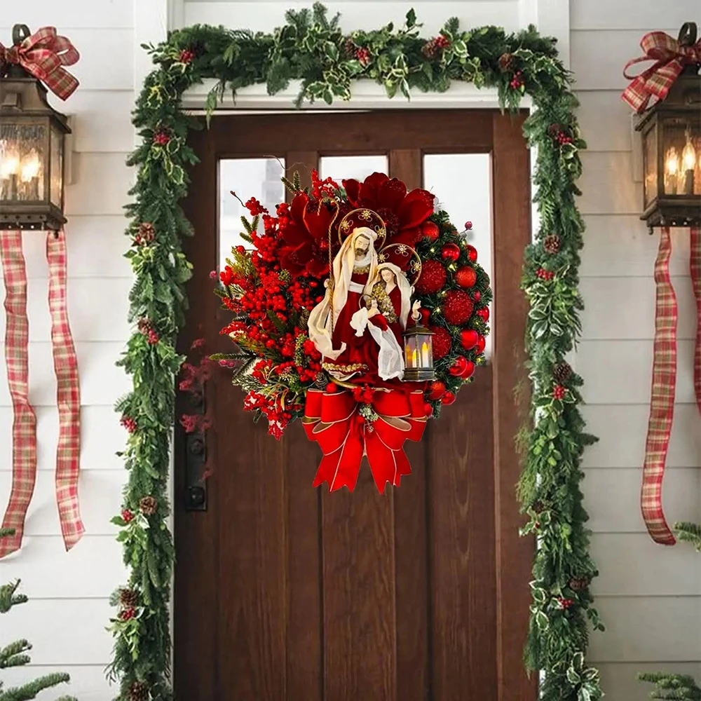 

2023 Christmas Artificial Wreath Door Decoration Fake Plants Garlands Xmas Hanging Wedding New Year Merry Christmas Home Decor