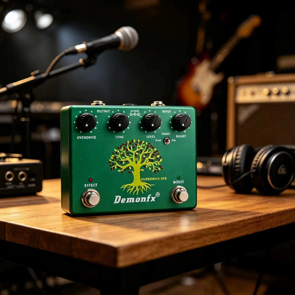 Фото Педаль эффектов для гитары Demonfx DF8 Deluxe Tube Drive TS808 Booster в одном корпусе, винтажный звук, овердрайв, эффекты для электрогитары №2