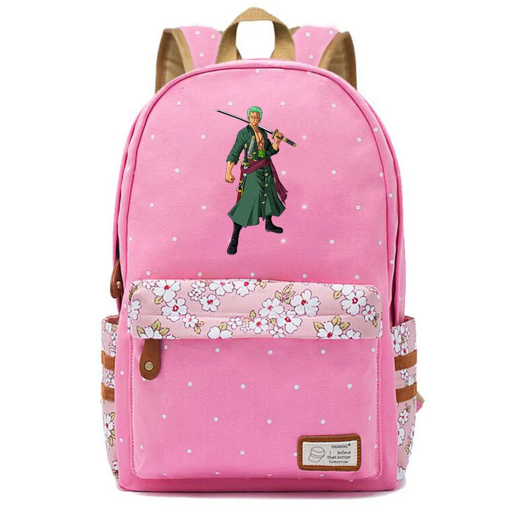 

Anime Luffy Law Casual Backpack Unisex Student Cartoon Schoolbag Zipper Pink Packsack High Quality Knapsack Travel Laptop Bag