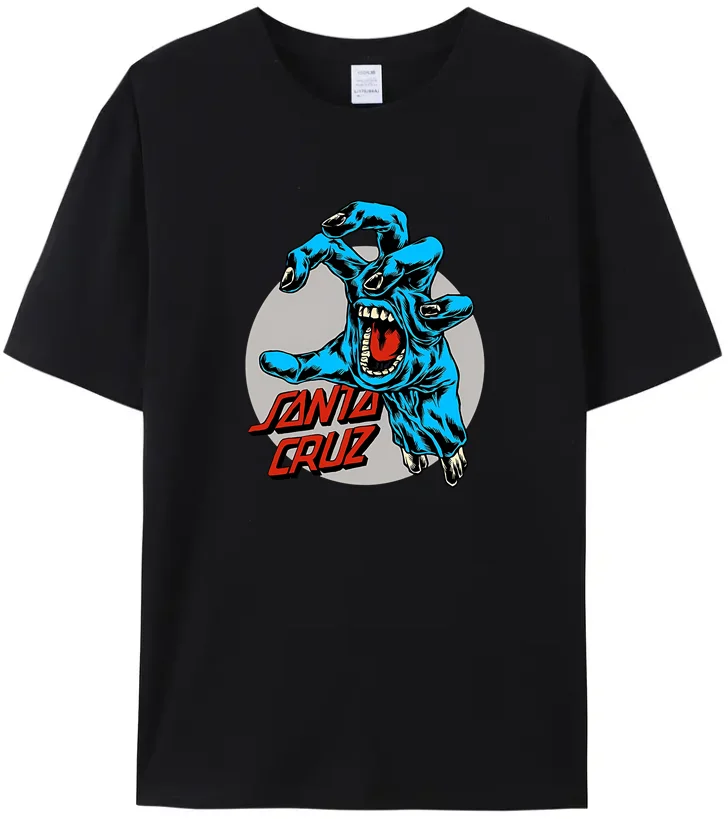 

2023 Men's Summer Santa Tidal Dot Cruz Casual T-Shirts Amazing Quality 100% Cotton Loose Black Original Top tees