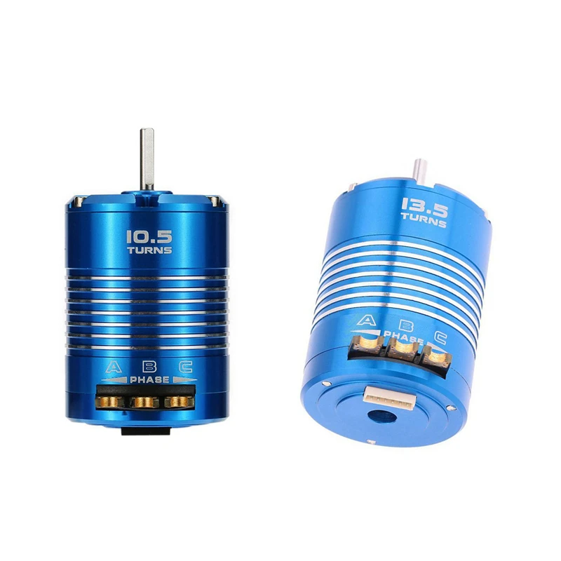 

2Pcs High Efficiency 540 Sensored Brushless Motor For 1/10 Rc Car Blue, 10.5T 3450Kv & 13.5T