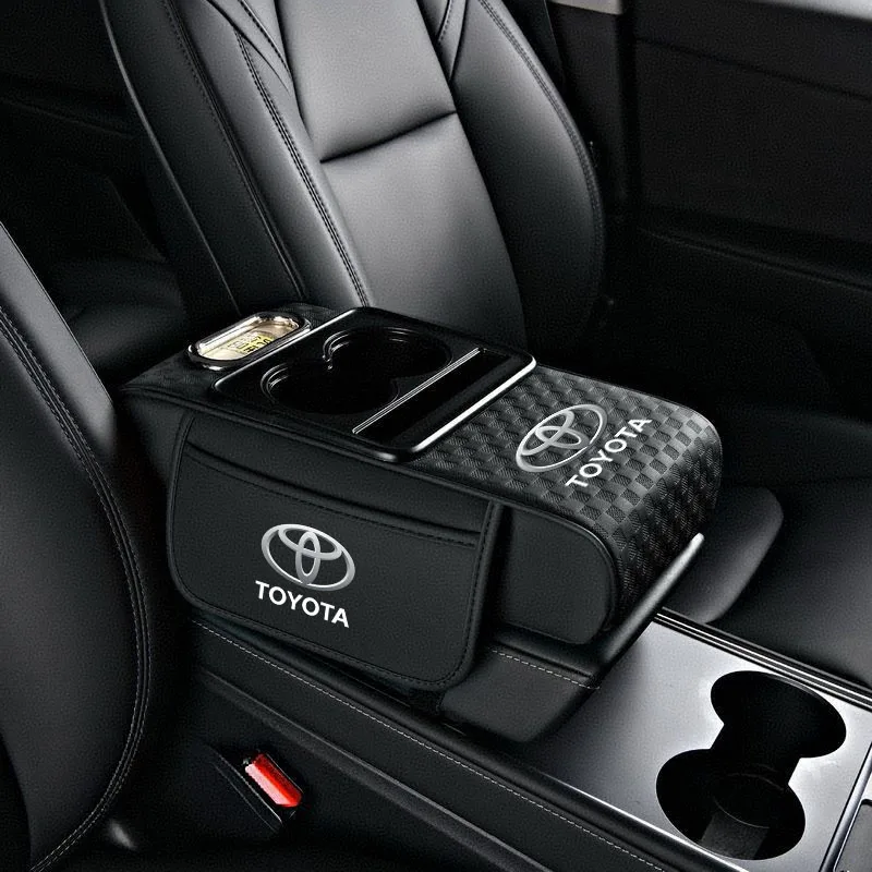 

Для Toyota Rav4 CHR Yaris Prius Avensis Corolla Camry Highlander, подушка на подлокотник центральной консоли автомобиля с 2-мя подстаканниками, коробка для салфеток