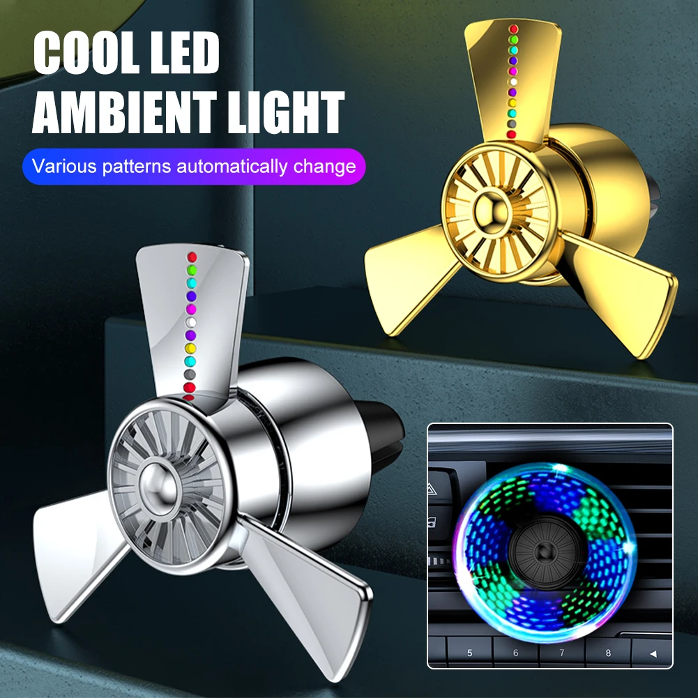 

Car Air Freshener with LED Light Air Vent Aroma Diffuser Rotating Propeller Fragrance Air Outlet Clip Car Special Air Freshener