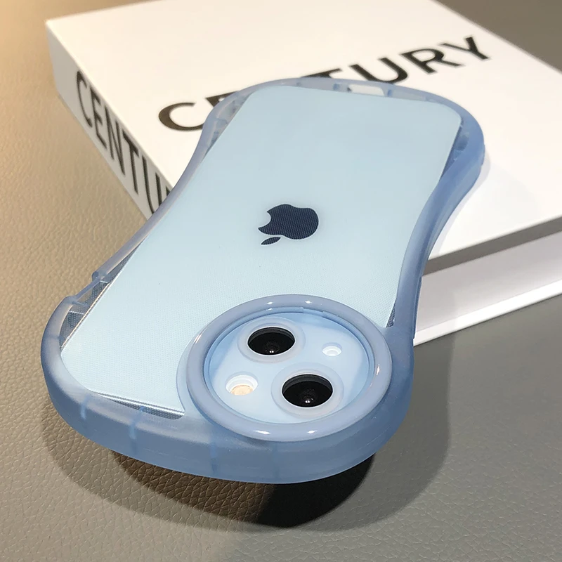 

Curved Circle Lens Protection Clear Phone Case For iPhone 13 11 12Pro Max XS Max X XR 8 7 Plus Candy Color Hard Shockproof Cover