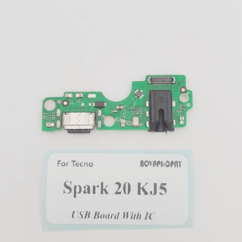 Фото Для Tecno Spark 20 KJ5 USB-док-станция, порт для зарядного устройства, разъем для наушников, разъем для микрофона, гибкий кабель для зарядки, плата с микросхемой №4