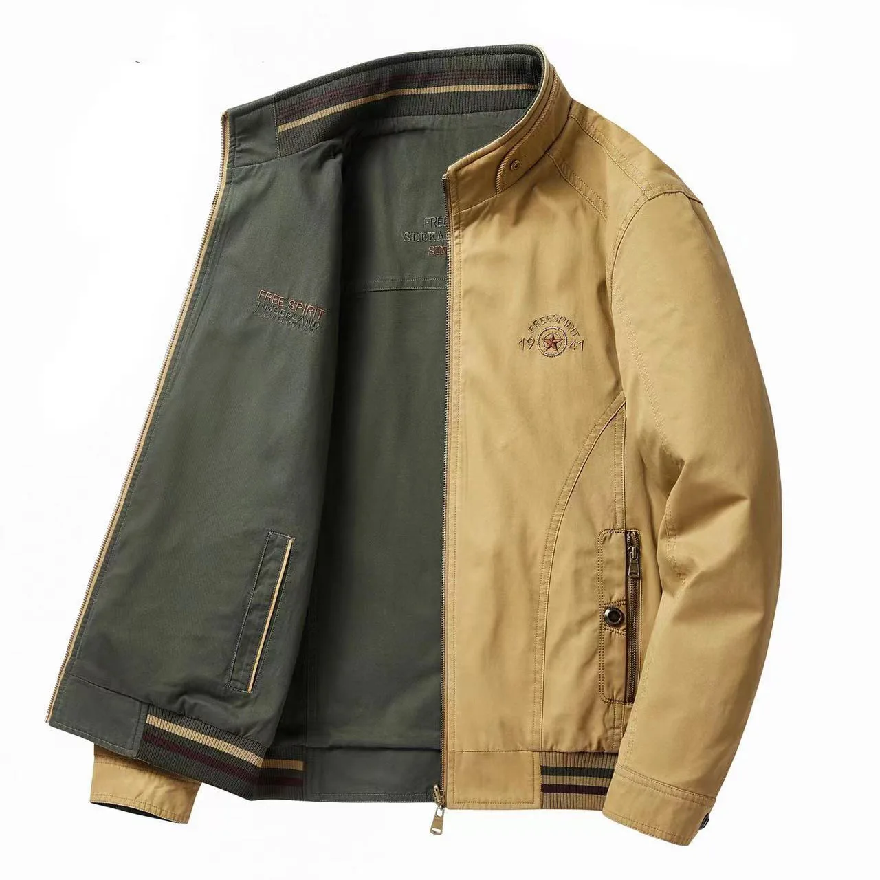 Куртка-бомбер мужская деловая Повседневная свободная Спортивная Двусторонняя