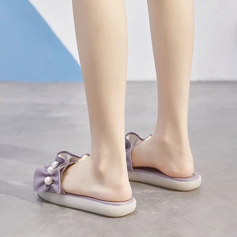 

2022 Leather slippers for women in the summer of wear tendon soft beach shoes M-86030