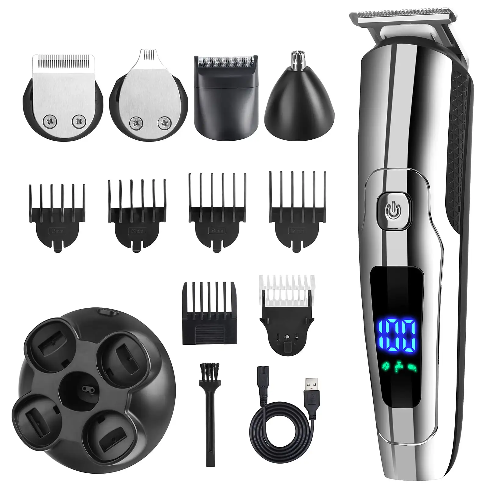 

Beard Trimmer for Men, Hair Clippers Body Beard Mustache Nose Hair Grooming Kit, Cordless Precision Trimmer 5 in 1 Grooming Kit