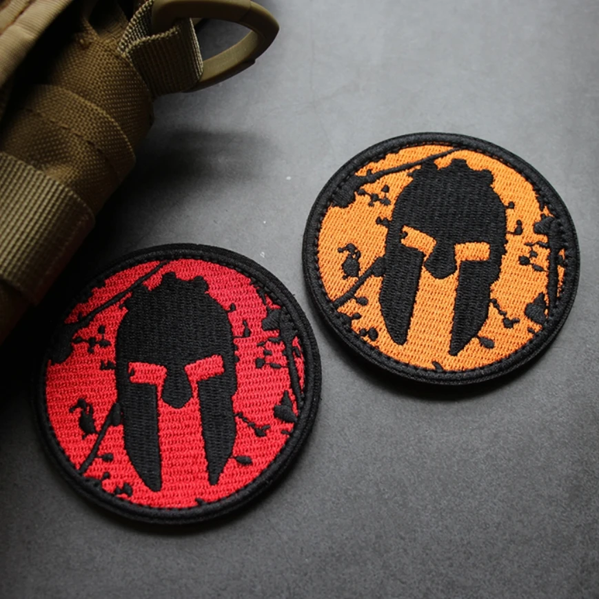 

Spartan Helmet Embroidered Armband Round Tactical Morale Badge Hook&Loop Patches for Clothing Backpack Hat DIY Sewing Sticker