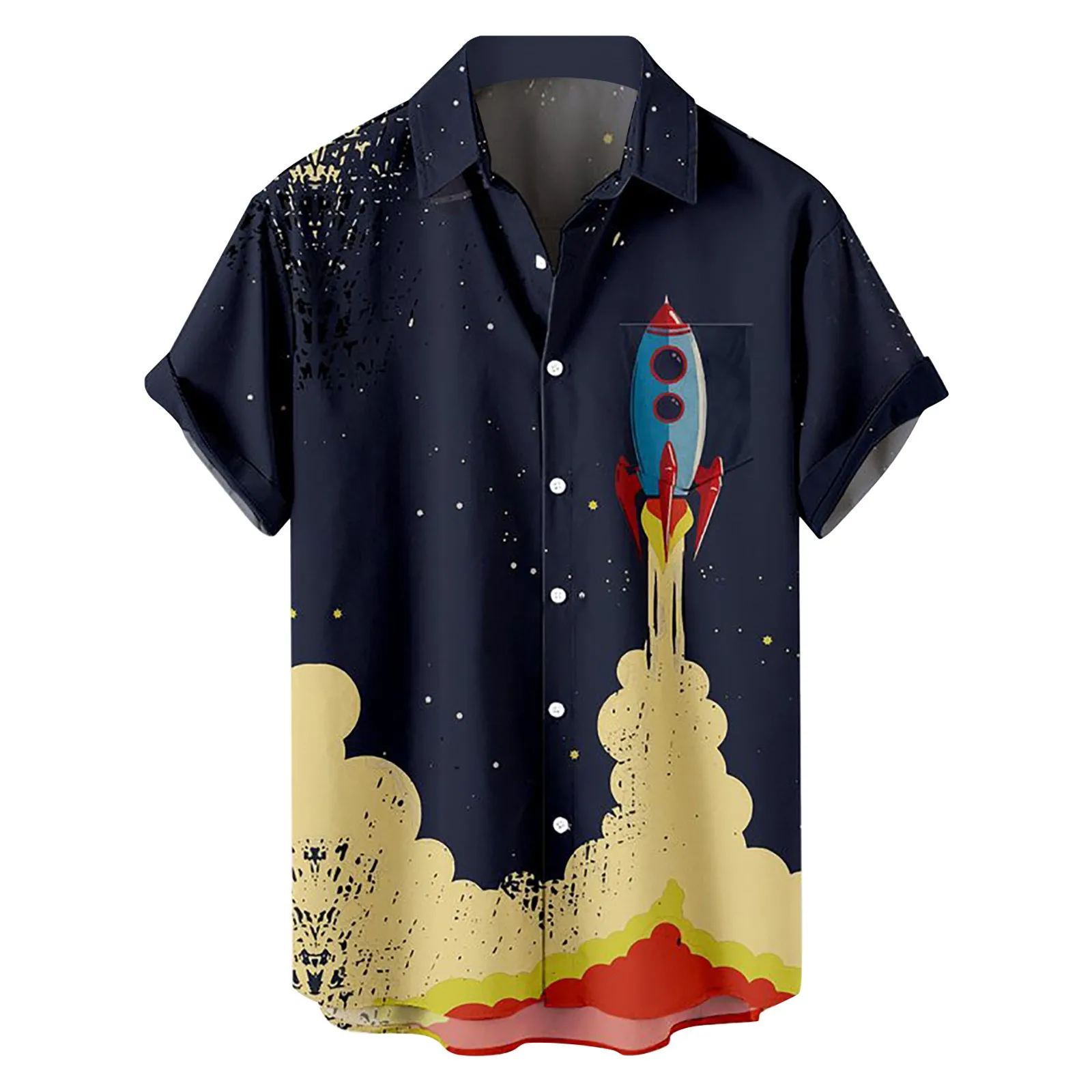 Гавайская рубашка мужская с коротким рукавом Повседневная блуза принтом ракетки