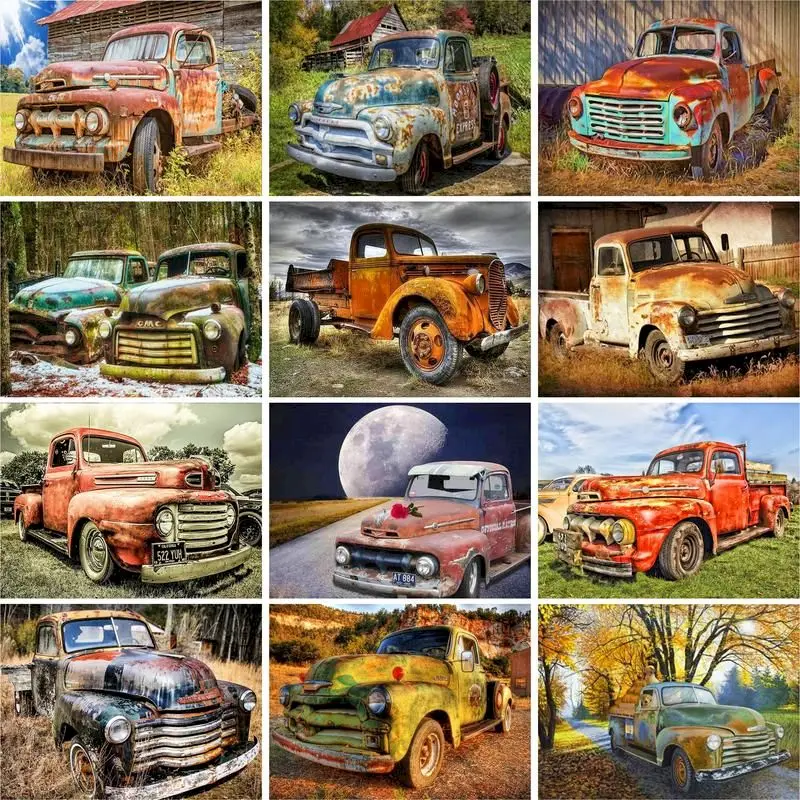 

GATYZTORY 60x75cm Frame DIY Painting By Numbers acrylic Colorful Car Landscape Hand Painted Oil Paint By Numbers Home Decor Art