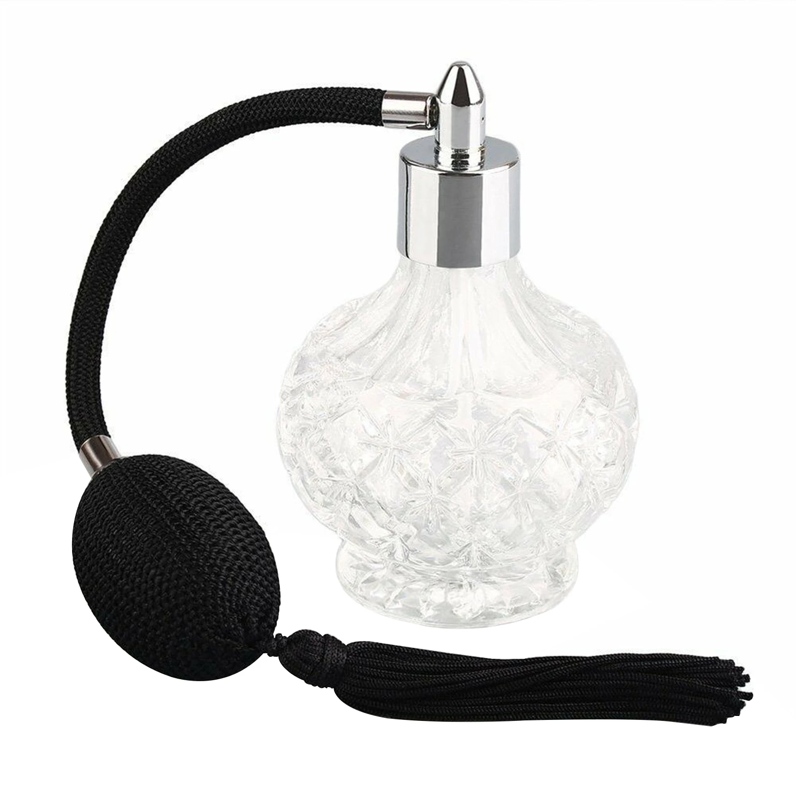 

80ml Vintage Crystal Perfume Atomizer Refillable Perfume Bottle Long Tassel Air Bag Portable Travel Glass Bottle For Women Girl