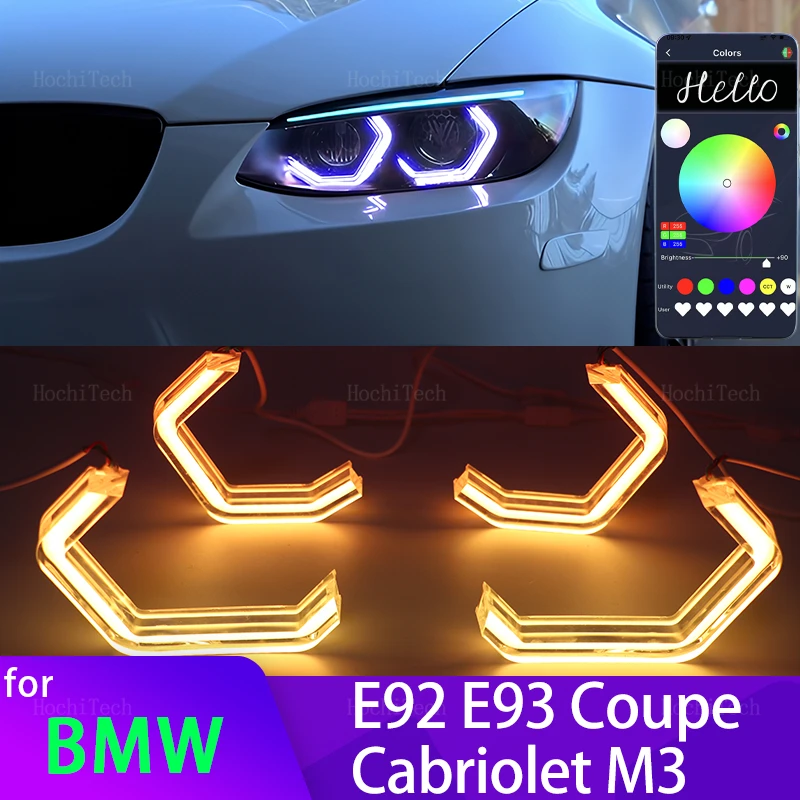 Разноцветный светодиодный светильник Angel Eyes в стиле M4 RGB для BMW E92 E93 Coupe