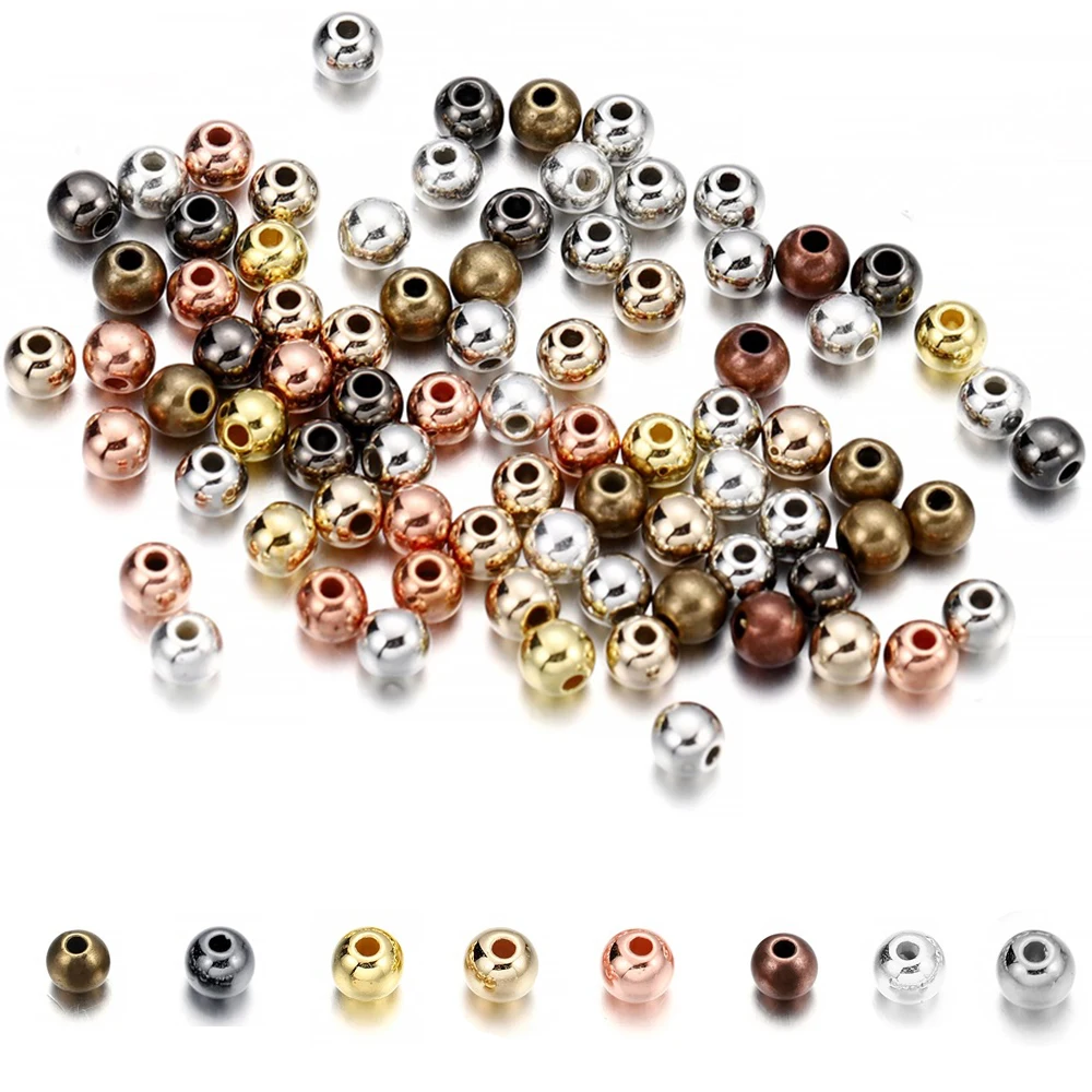 

30-400pcs/lot 3-12mm Gold Color Round Spacer Bead Ball End CCB Seed Beads For Bracelet Necklace DIY Jewelry Making Accessories
