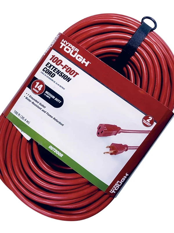 

100FT 14AWG 3 Prong Red for Indoor and Outdoor Use Extension Cord