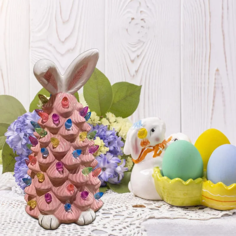 

Pink Bunny Tree Figurines Rabbit Theme Easter Tree Sculptures and Figurines Room Decorations for Girls Easter Decorations 2023