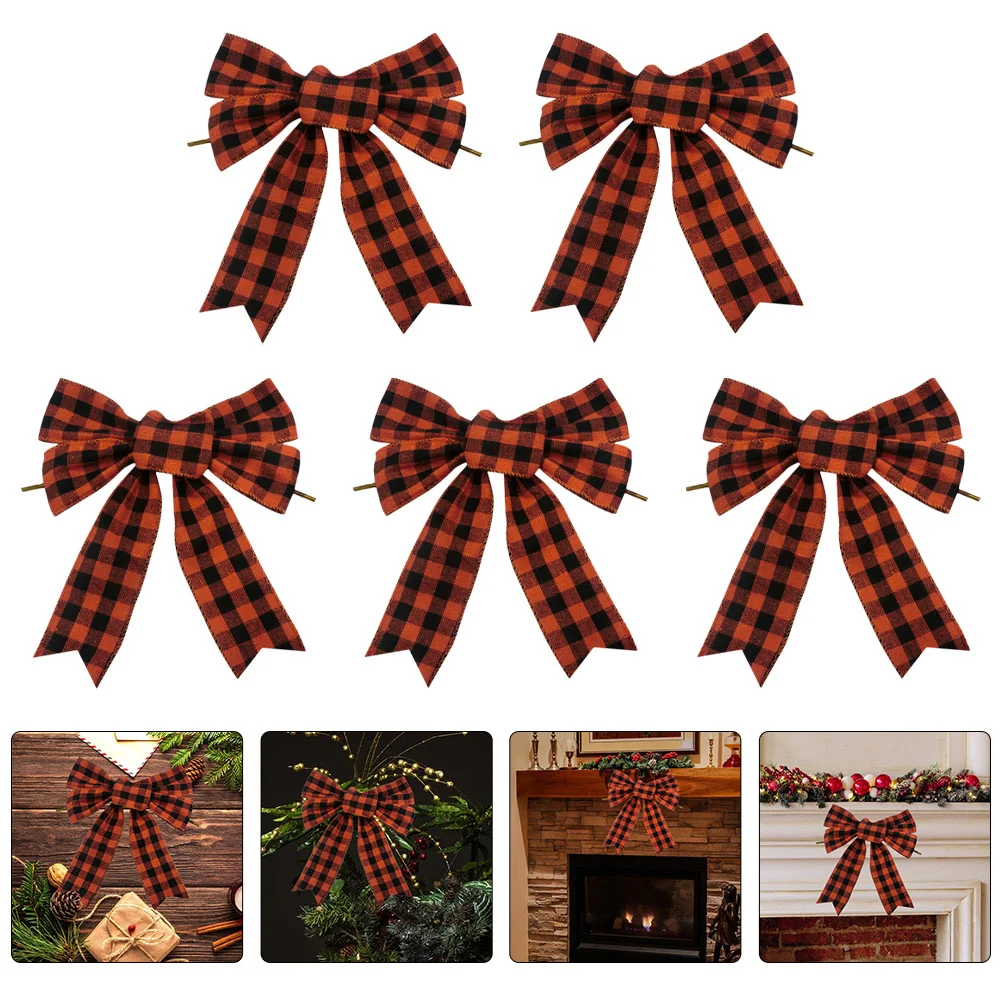 

Christmas Bow Tree Bows Topper Bowknot Knotswreath Decoration Decorative Ornaments Decorations Pendants Plaid Giftsplush