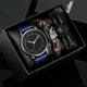 Leisure Minimalist Blue Men's Watch Set Box Leather Quartz Wristwatch for Male Black Skull Bracelet Birthday Gifts to Husband Other Image