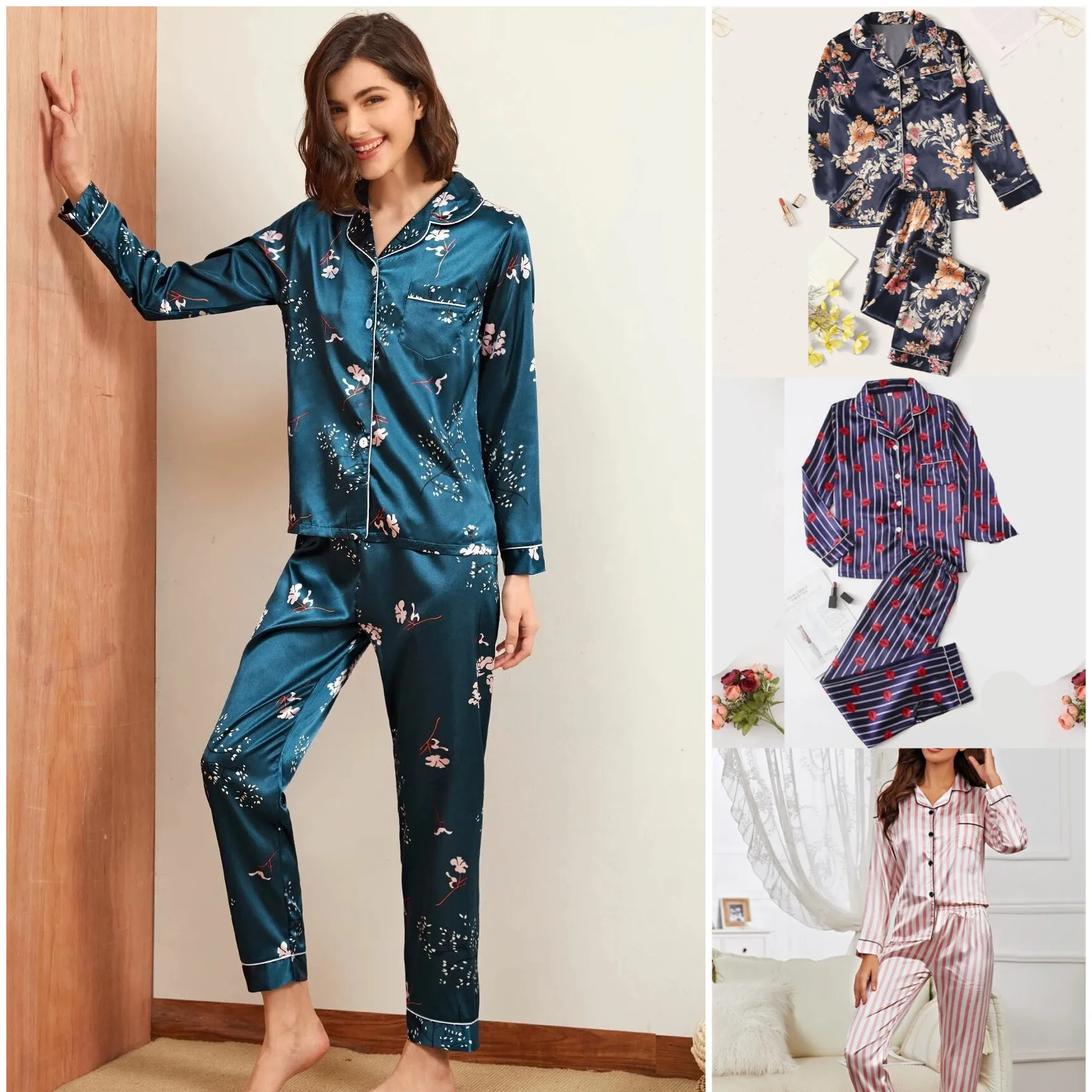 

Silk Suit Home Wear Pajamas Women's Hot Selling Autumn