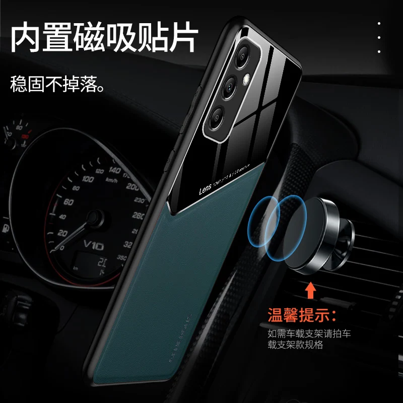 Чехол для Samsung Galaxy A15 5G SM-A156B с кожаной текстурой автомобильный магнитный