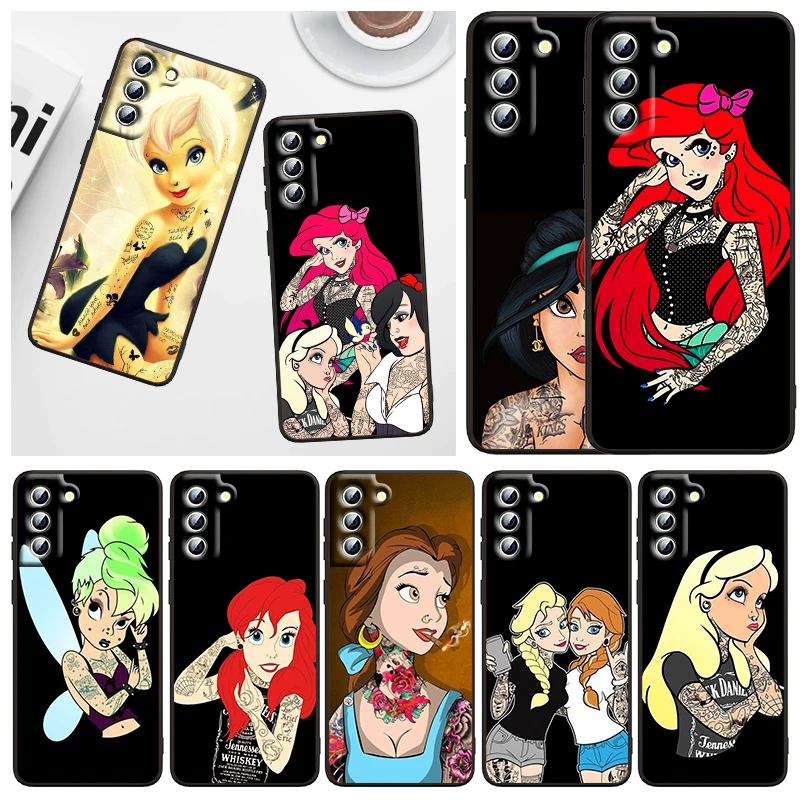 

Fashion Princess Tattoo Phone Case For Samsung Galaxy S23 S22 S21 S20 FE S10 S10E S9 Plus Ultra Pro Lite 5G Black FUnda