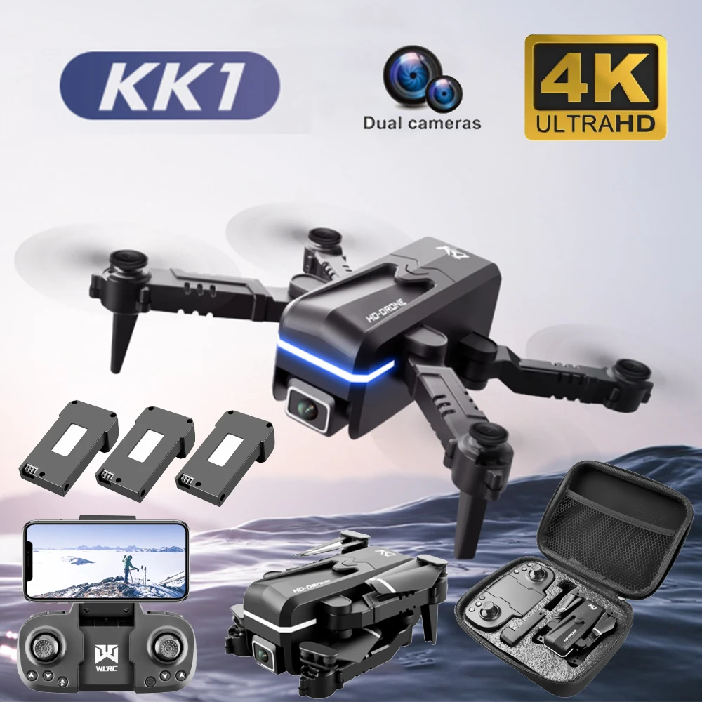 

2022 New Mini Drone KK1 4K Profesional HD Camera WiFi Fpv Air Pressure Altitude Hold Foldable Quadcopter RC Dron Toy for Boys