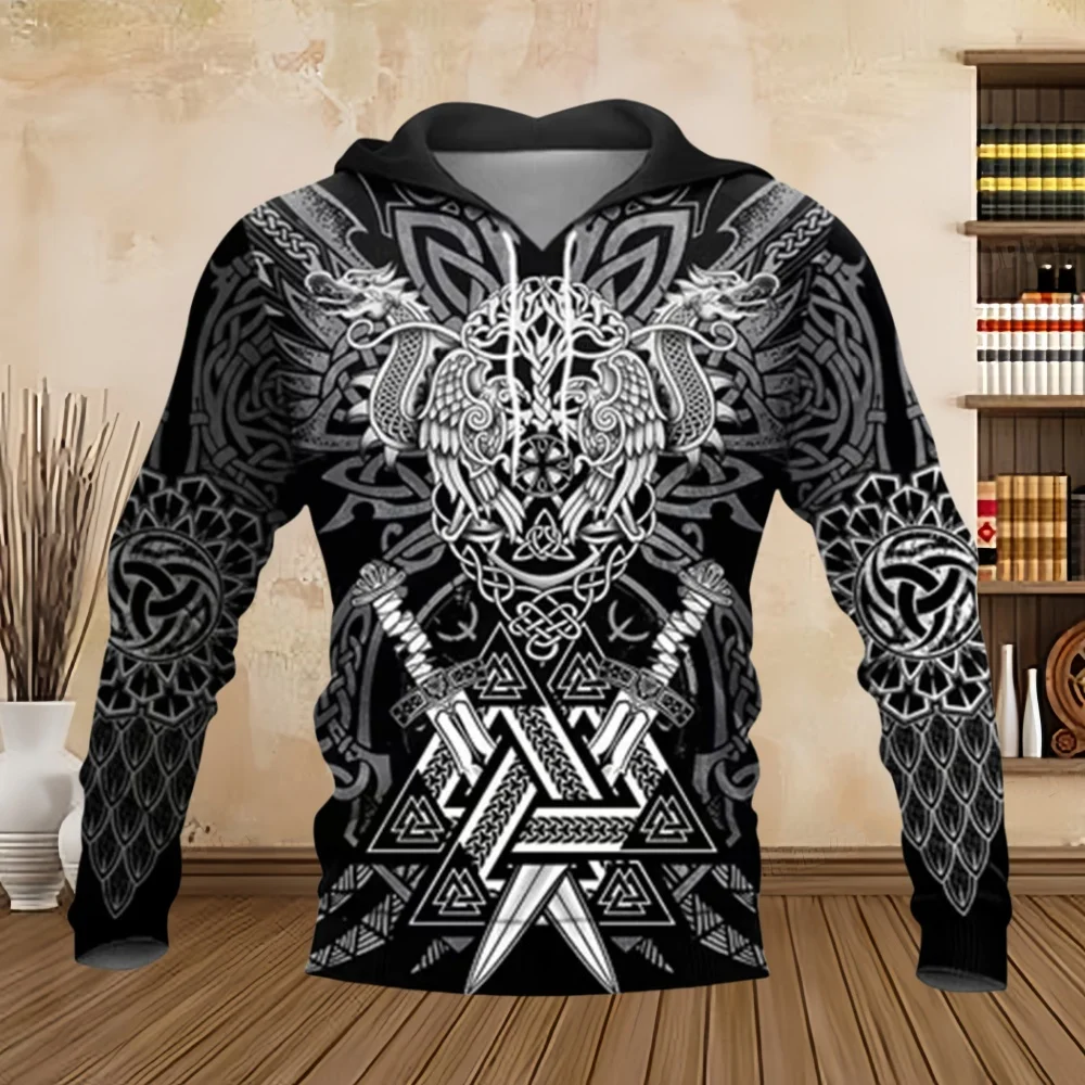 2024 Fashion Hoodies Mens Tattoo Art Print Classic Retro Pullover Sweatshirts Tops Jacket Cosplay Casual 3D Sweatshirt