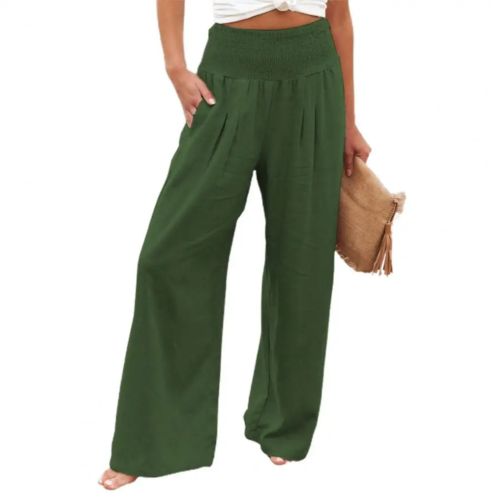 

2022 Summer Spring Harajuku Solid Color Ruffle Pants Women Casual Waist Trousers Female Elegant Wide Leg Straight Pant