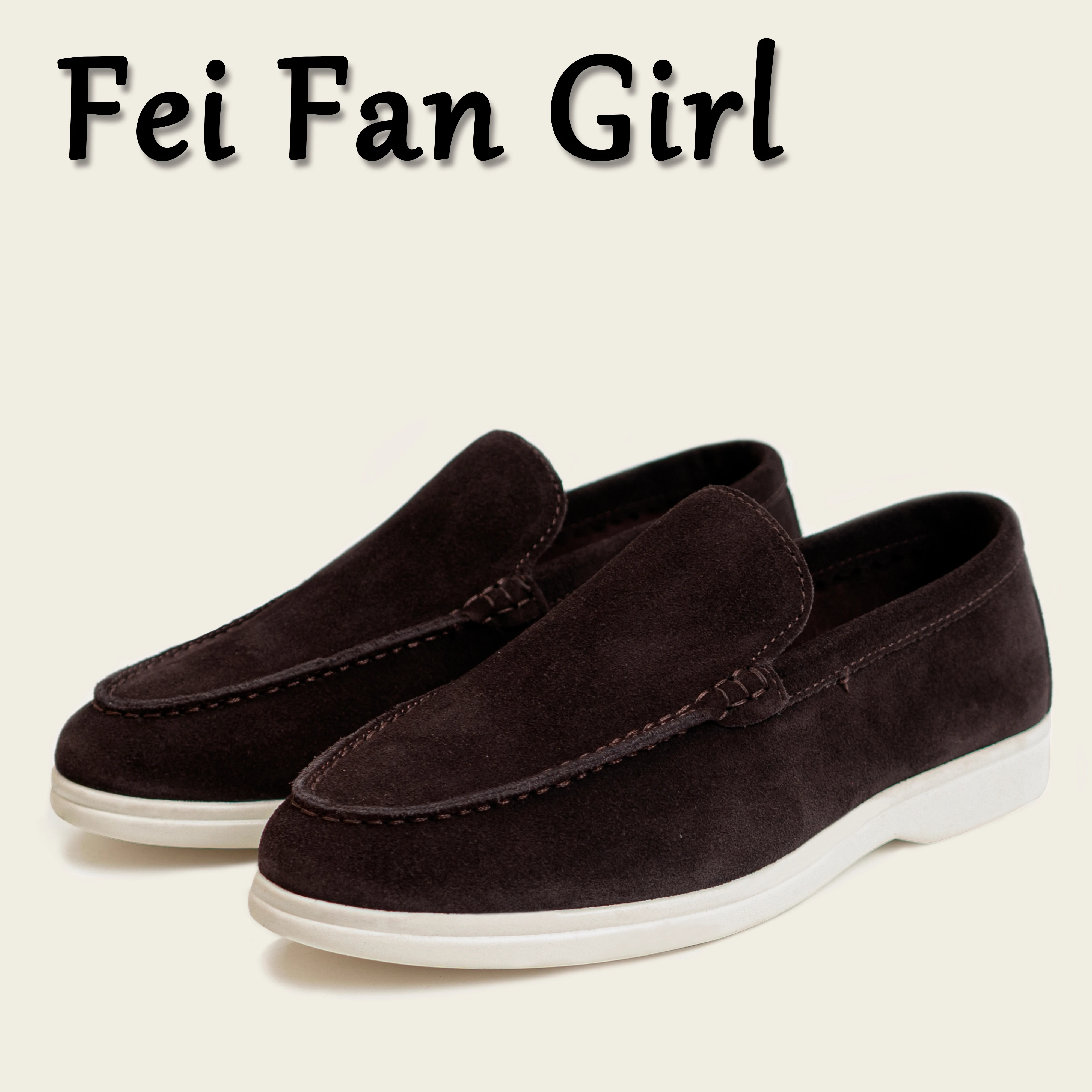 Genuine Leather Women's Loafers Flat Bottom Casual Shoes Women's  Metal Lock Design Tassel Metal Buckle Slip-On Mules