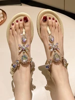 women flats clip toe sandals summer crystal slippers 2022 new trend luxury brand ladies shoes beach causal slides dress zapatos
