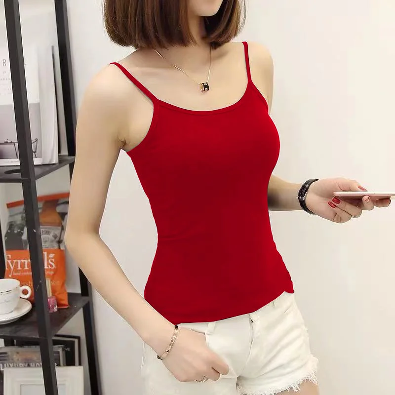 

Women's Spaghetti Straps 95% Cotton Tank Top Slim Fit Lady Summer Singlets Camisole Soft Basic Tees Sleeveless Shirt Camis Vest