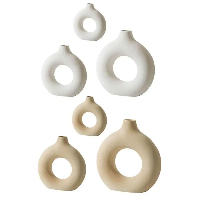 

Flower Vases Ceramic Vases White Featuring Round Shape Ceramic Material Smooth For Living Room Table Home Office Decoration