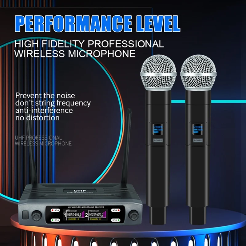 

RISE-Wireless Microphone 1 Drag 2 Handheld Microphone Suitable For Outdoor Audio Party Karaoke Conference Performance