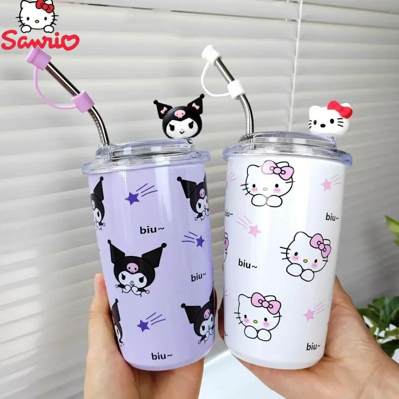 

Sanrio Hello Kitty My Melody Kuromi Water Cup 450Ml Thermos Cup with Straw Straight Drink Anti-Fall Leak-Proof Girlfriend Gift