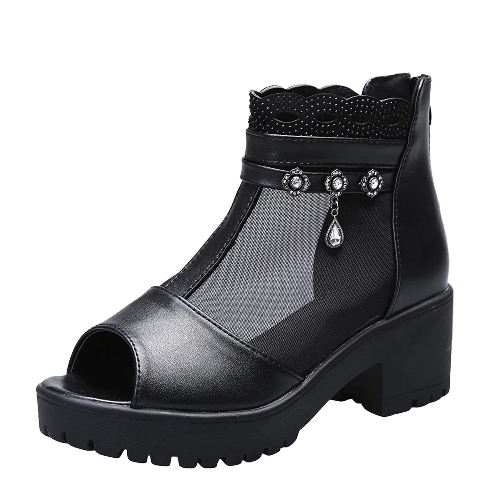 

Сандалии женские с открытым носком, босоножки с перфорацией, повседневная обувь на высоком каблуке