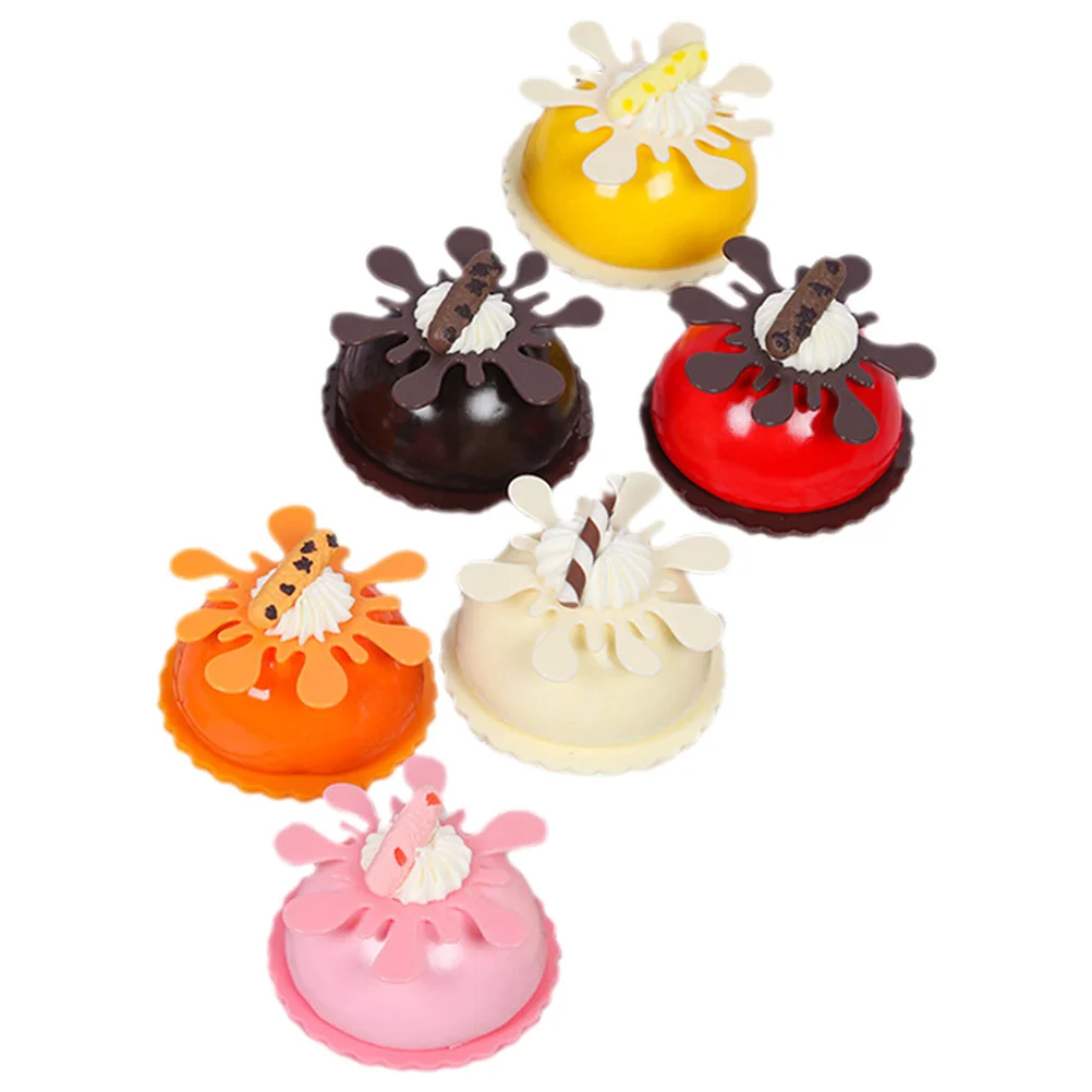 

6pcs Fake Mousse Cake Decorative Cake Model Realistic Small Cake Desserts