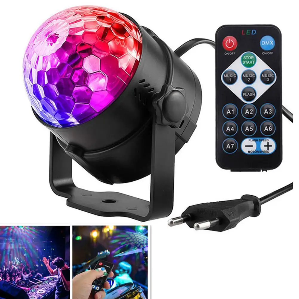 

Цветной DJ диско-шар Lumiere светильник 3 Вт лазерный проектор со звуковой активацией RGB сцсветильник свет лампа с музыкой Рождественская вечери...