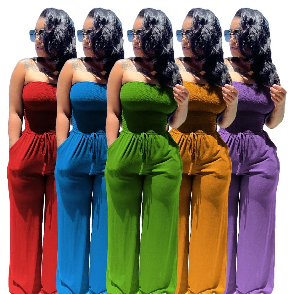 Летний сексуальный комбинезон с широкими штанинами женский модный Повседневный