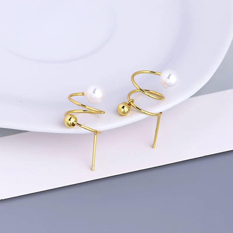 

Женские серебряные серьги-гвоздики с жемчугом, в европейском и американском стиле