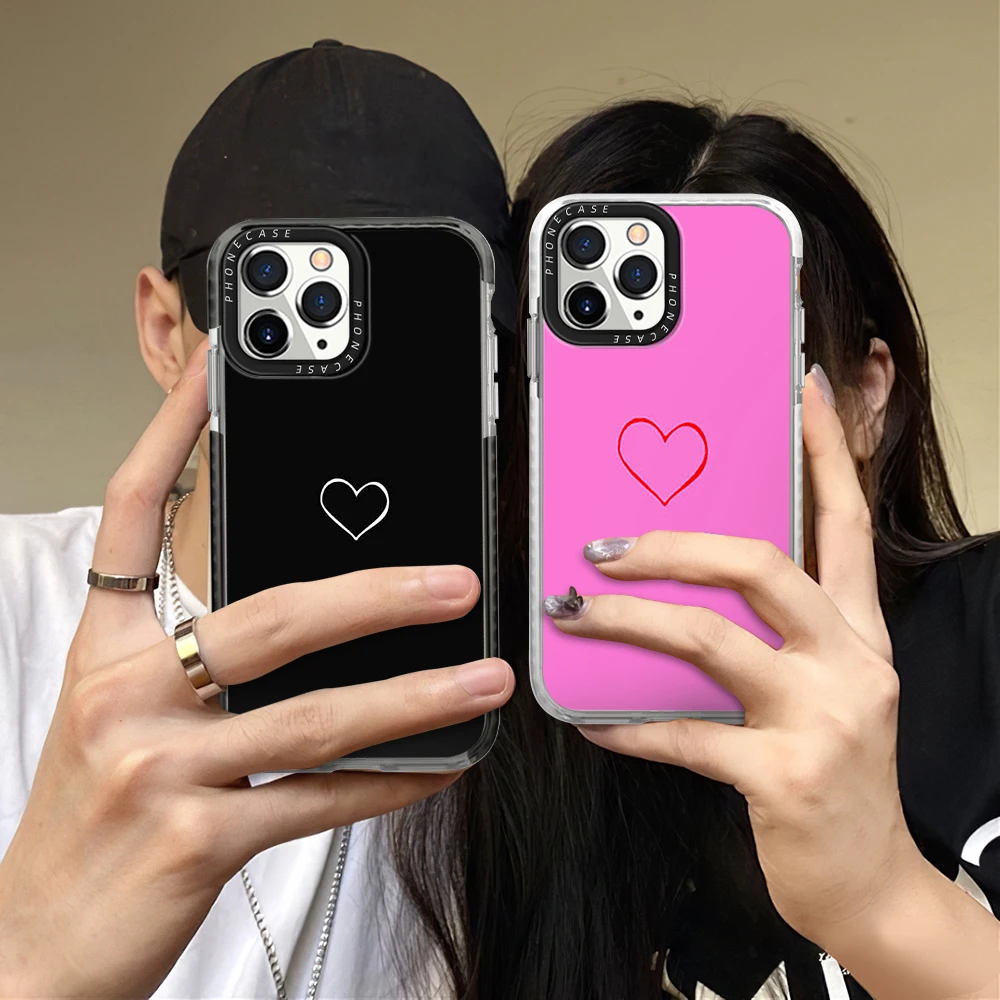 

Love Heart Phone Case for iPhone 14ProMax 14Plus 13 12 11 Pro Max Luxury Transparent Soft Silicone Bumper Fundas Cover Carcasa