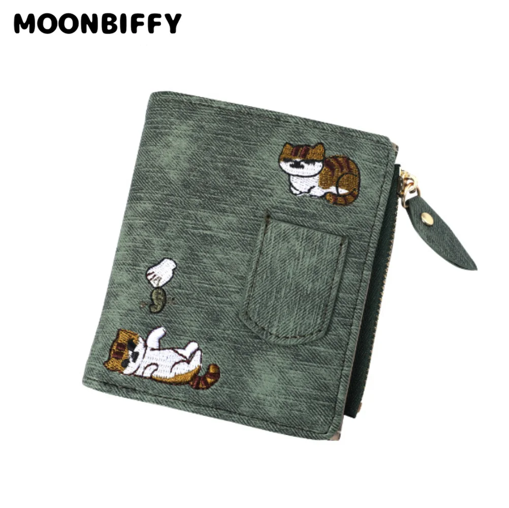 

Женский короткий кошелек с милым котом, кошелек из искусственной кожи на молнии, кошелек для монет и карт, мини-кошелек для студентов, держатель для карт, клатч для девочек, женские кошельки