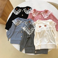 2022 new autumn cotton lace cardigan for girls long sleeve girls coat tops baby girl clothing childrens outerwear