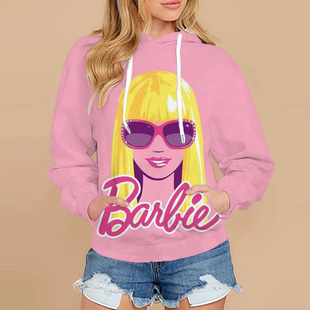 Свободные женские толстовки с карманами и принтом Принцессы Барби удобная