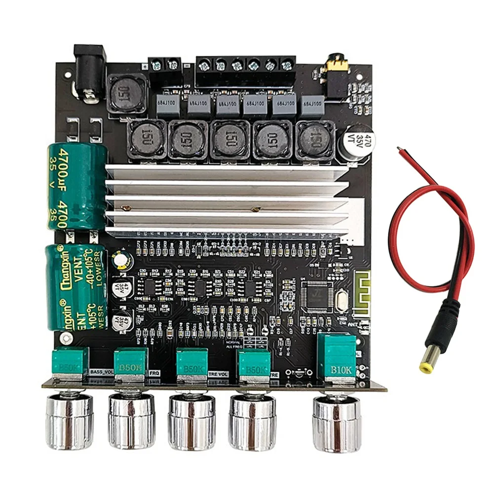 

ZK-TB22 2.1 Channel Bluetooth Audio Amplifier Board with DC Cable TPA3116D2 50Wx2+100W Tweeter Subwoofer Module