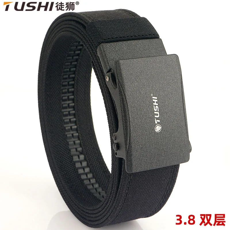 

TUSHI 2024 Fashion Hot Sell Men Belt 120cm*3.8cm Thick Nylon Knitted Waistband Metal Automatic Buckle Girdle Business Ceinture