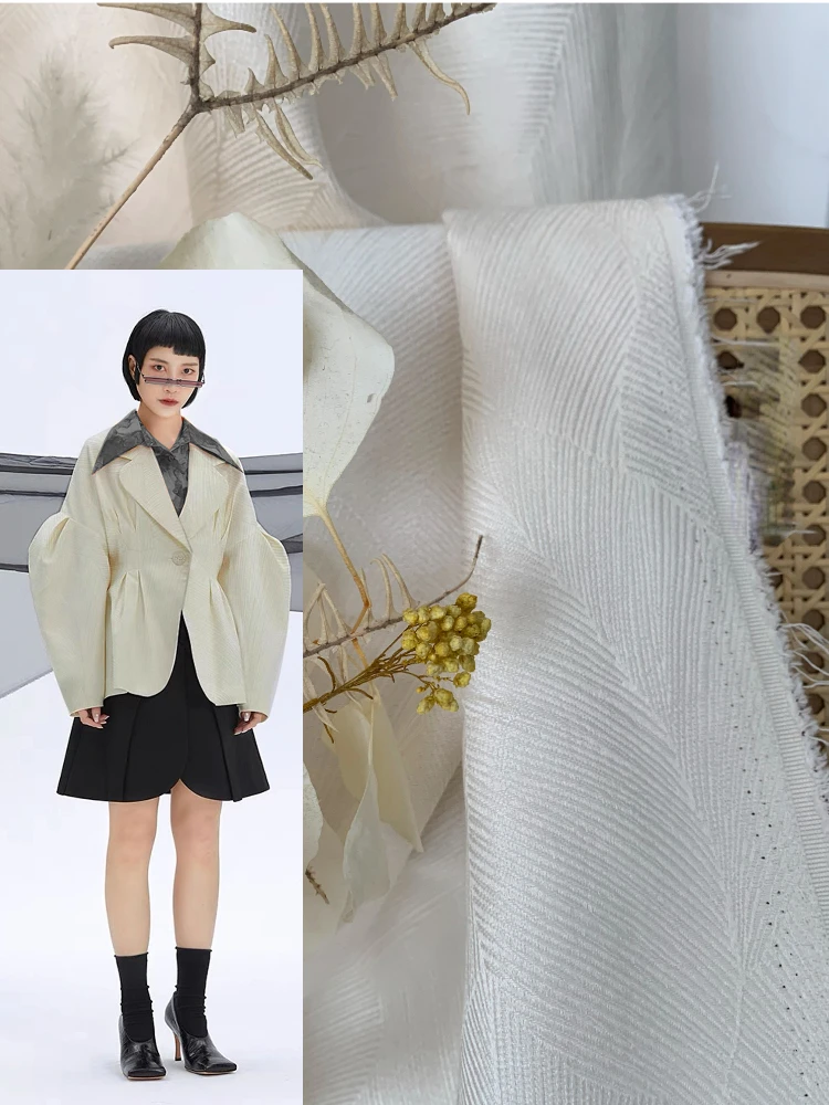 

Jacquard Fabric Vein Texture Non Elastic Spring Autumn Coat Designer Fashion Cloth Apparel Sewing By The Meters Material